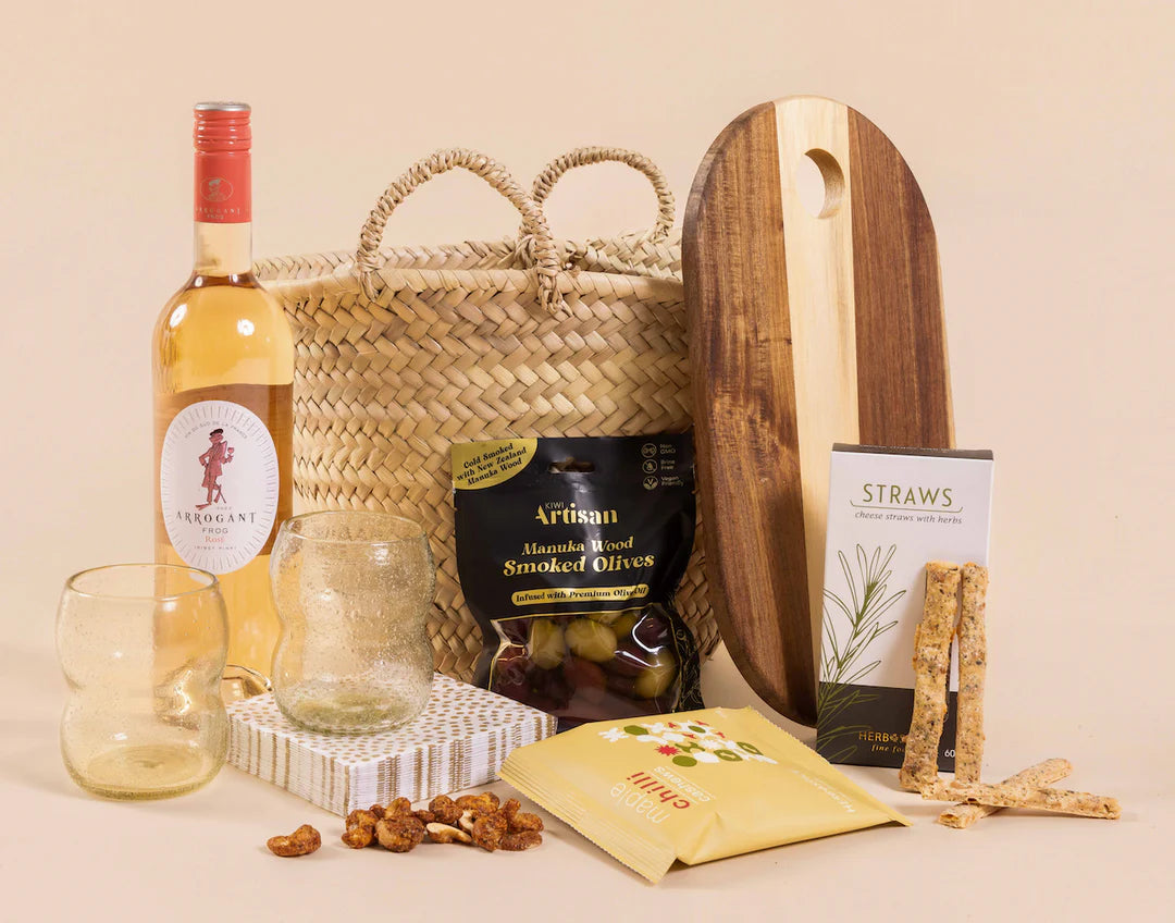 $250 Crowe & Co - Gather & Graze Basket with Rose