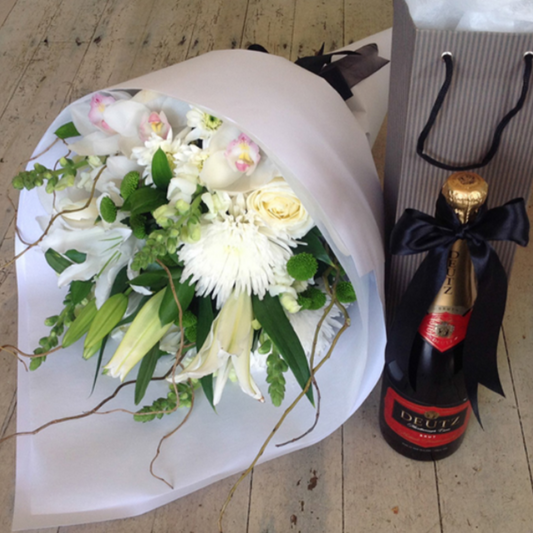 Wrapped Bouquet and Deutz