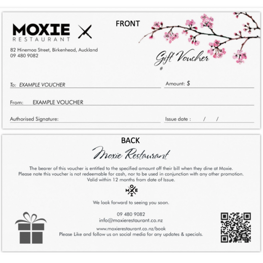 Moxie restaurant voucher