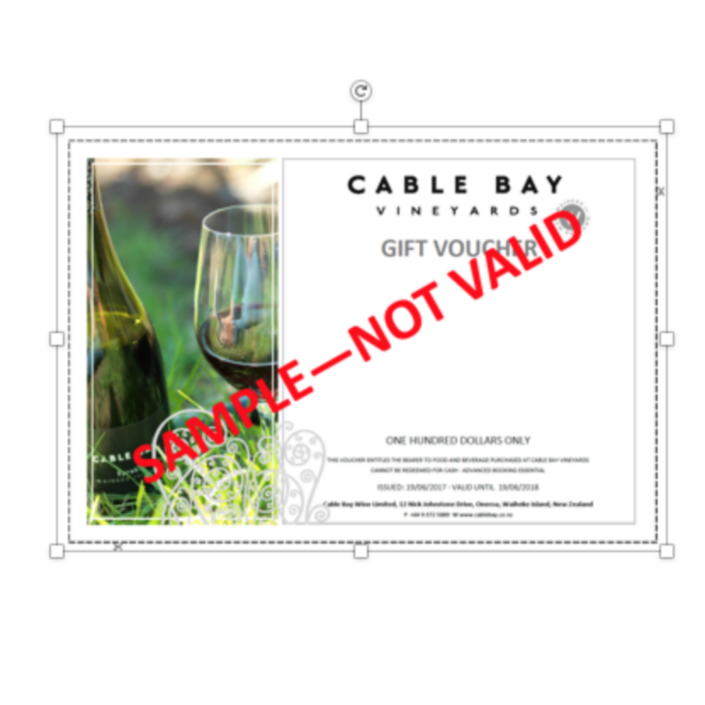 Cable Bay Waiheke restaurant voucher